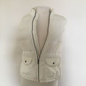 LOFT S  Petite puffer Down Zip jacket Vest Cream EUC